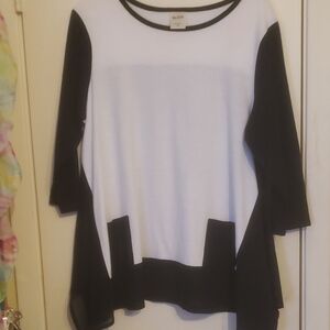Blair Black/White Tunic Top,Size M, 60% Cottin, 40% Polyester